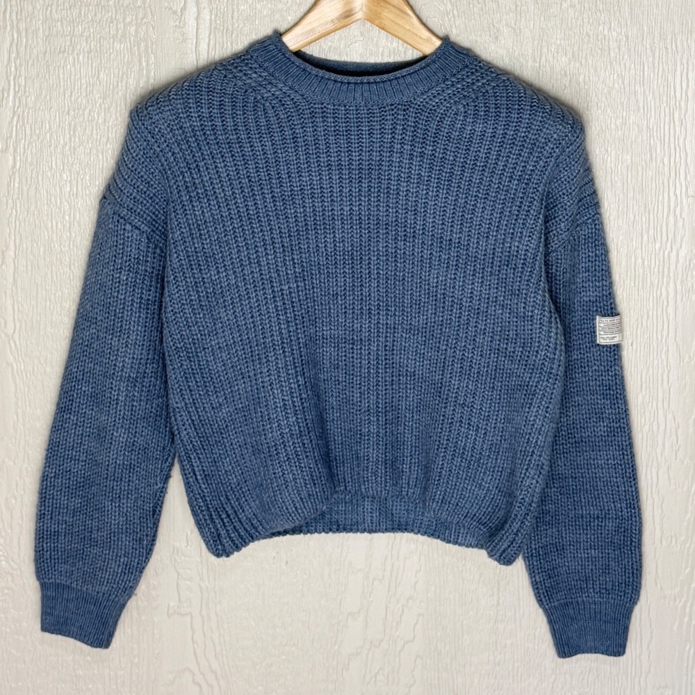 BDG Urban Outfitters Blue Chunky Ribbed Knit Crewneck Sweater Small